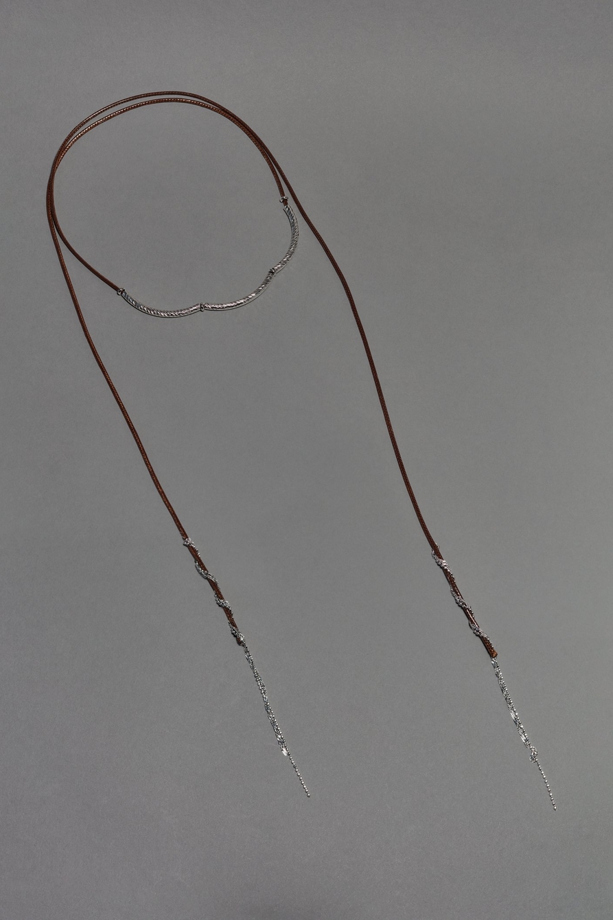 leather wrap around fringe choker necklace